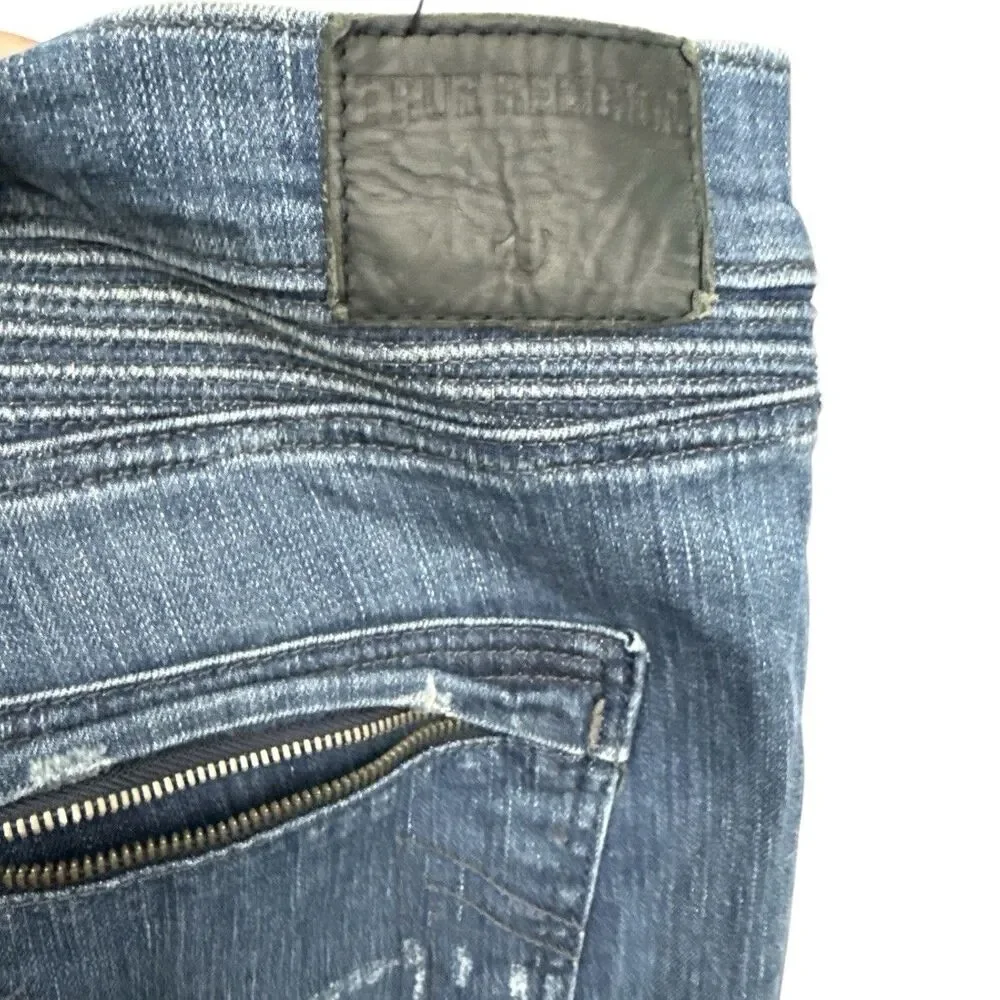 True Religion Jeans Rocco Relaxed Skinny Men’s Size 42 Medium Wash Stud Stretch